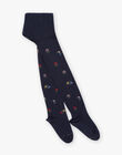 Navy tights with multicolored flowers jacquard DICOETTE / 22H4PFE1COL070