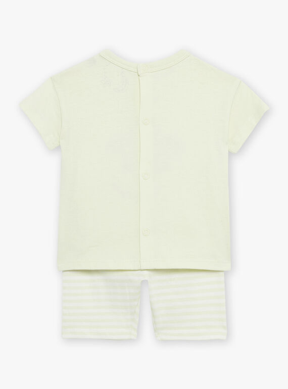 Light green panda head animation and stripes print pajamas FEFANTIN / 23E5BG31PYJ605