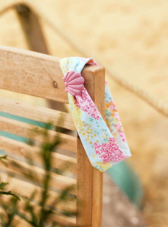 Baby girl headband with floral and sequinned shell print in jersey CASHELSY / 22E4BFN1BAN811