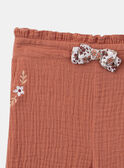 Embroidered terracotta trousers KANOEMIE / 24E1BFE1PANE415