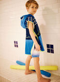 Child boy blue striped bathing cap with shark print CYCAPAGE / 22E4PGO1CDBC244