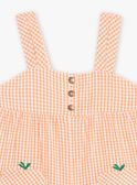 Baby girl orange and ecru checkered romper CAPAULINE / 22E1BFM1SACE403