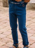 Blue twill slim fit pants
