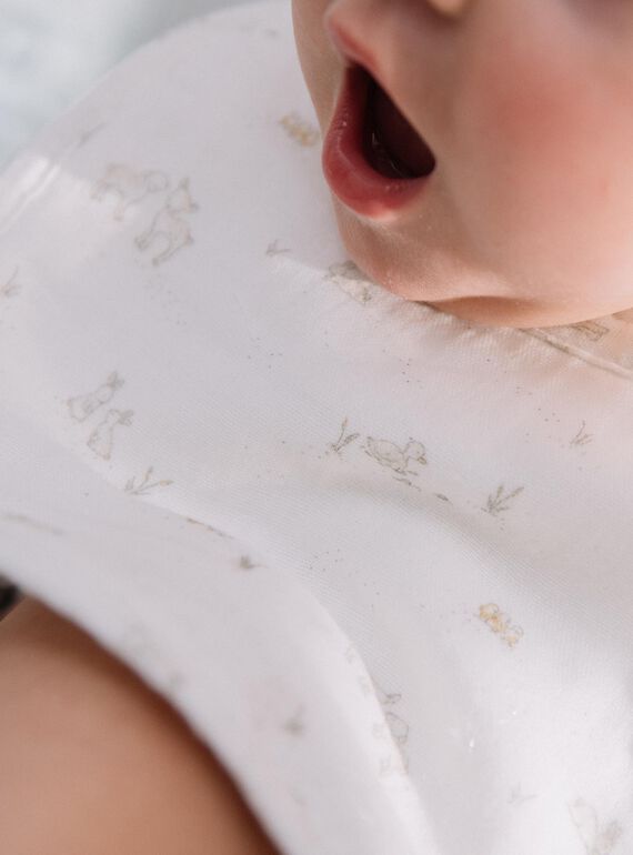 Vanilla double cotton gauze bib with animal print FULULU / 23E0AGY2ACD114