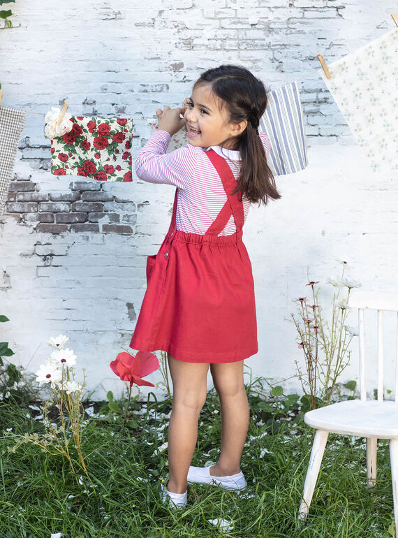 Embroidered red dungarees dress child girl BAROBETTE / 21H2PF11CHSF505