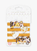 Set of 4 yellow floral print elastics DIMINETTE / 22H4PFB2ELA804