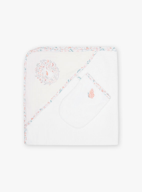 White sponge point and glove with flowers and rabbit design for girls CONSTANCE / 22E0AFC1POI000