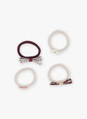 Set of 4 beige and burgundy elastics DUBOITETTE / 22H4PFB8ELA954