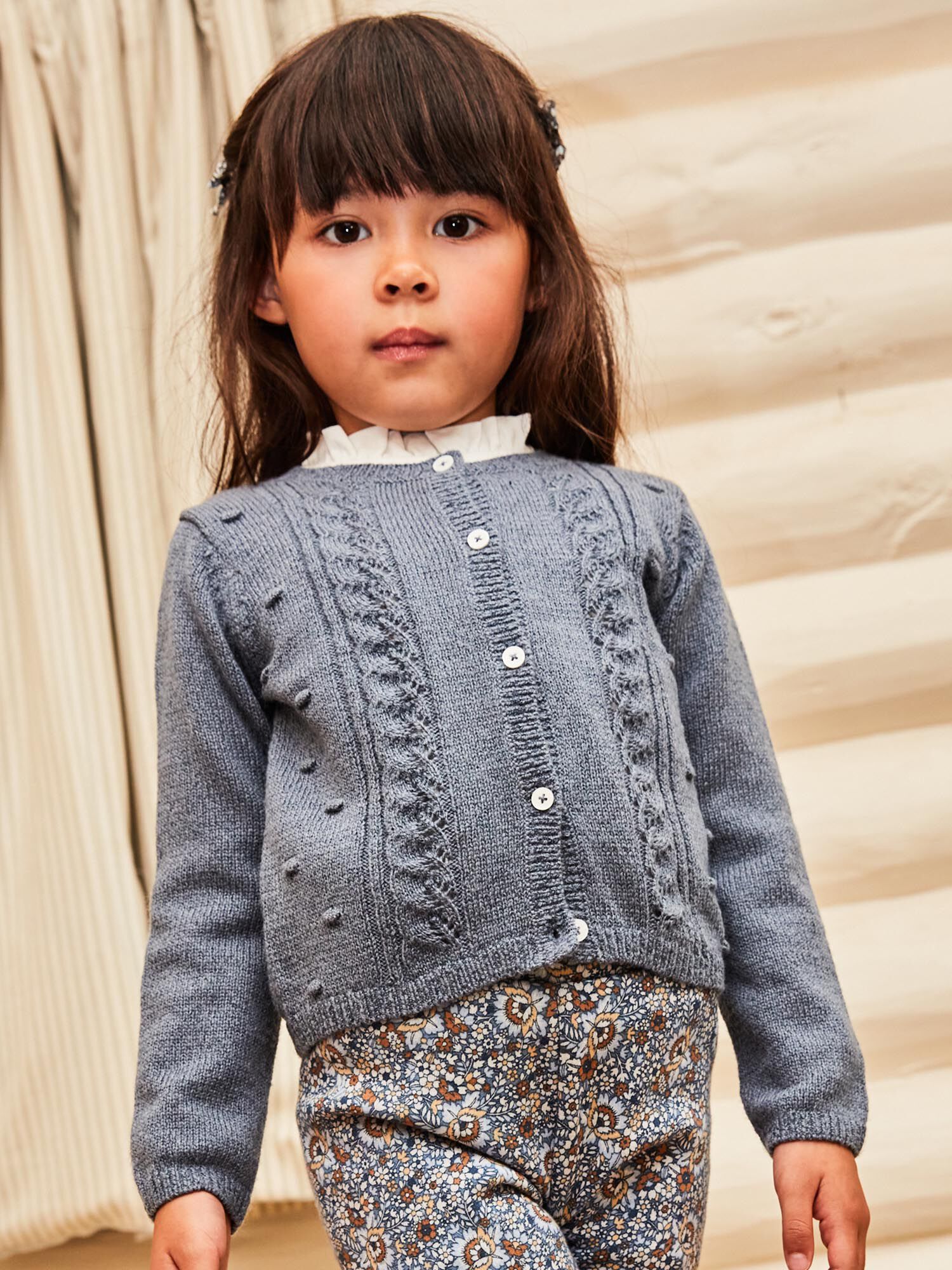 Fancy blue knit cardigan Girl Sergent Major