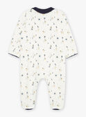 Ecru velvet romper with stars, moons and rabbits print GELILOU / 23H5BF24GRE001