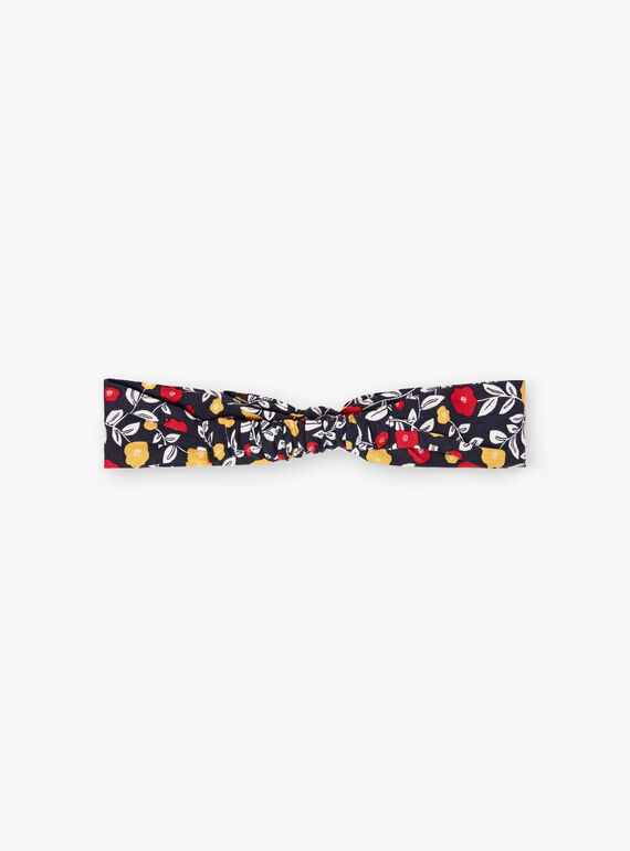 Baby girl's navy blue headband with floral print BAELSA / 21H4BF51BAN070