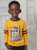 Boy's yellow and navy blue T-shirt BEDOUAGE / 21H3PG51TMLB114