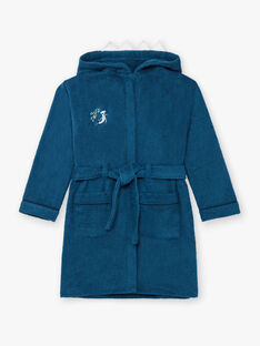 Boy's duck blue hooded bathrobe with shark design BEPEIGNAGE / 21H5PG61PEI714