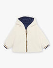 Navy blue reversible hooded down jacket with synthetic fur DIOLIVE / 22H1BGM1DML001