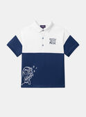Blue and white jersey polo shirt with guitar badger motif LEPOLAGE / 24H3PGJ1POL000