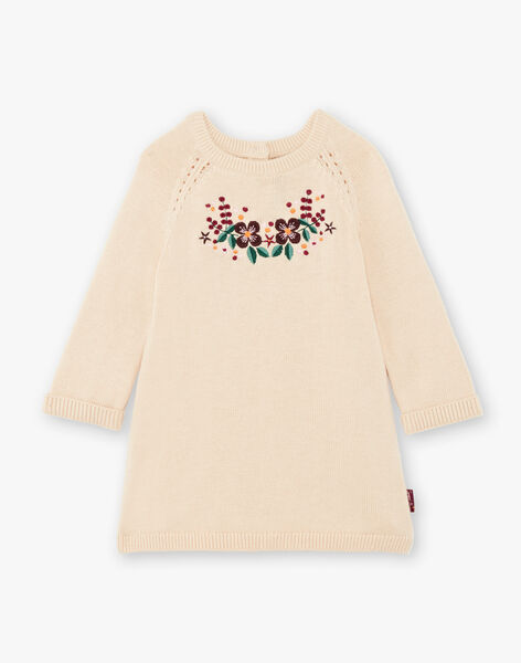 Baby girl's ecru embroidered sweater dress BARALO / 21H1BFQ1ROB808