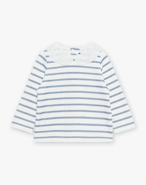 Off white and navy blue t-shirt FABULEUSE / 23E1BF81TEE001