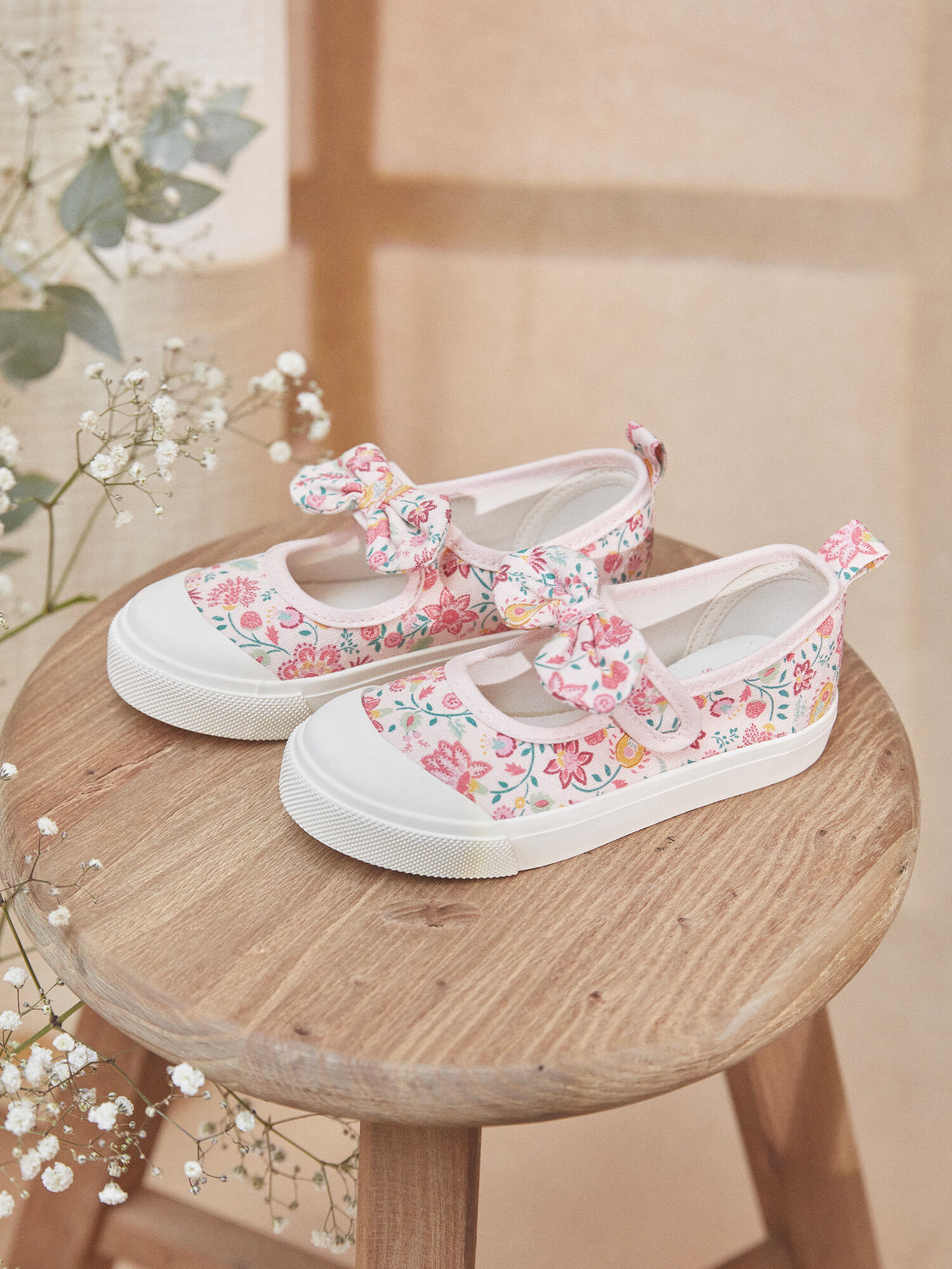 Flower print open top sneakers Girl Sergent Major