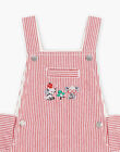Baby boy short twill striped overalls in red and ecru CATHIS / 22E1BGM1SAC506