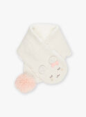 Beige knitted scarf with embroidered animal head DISOLALE / 22H4BFN1ECHA011
