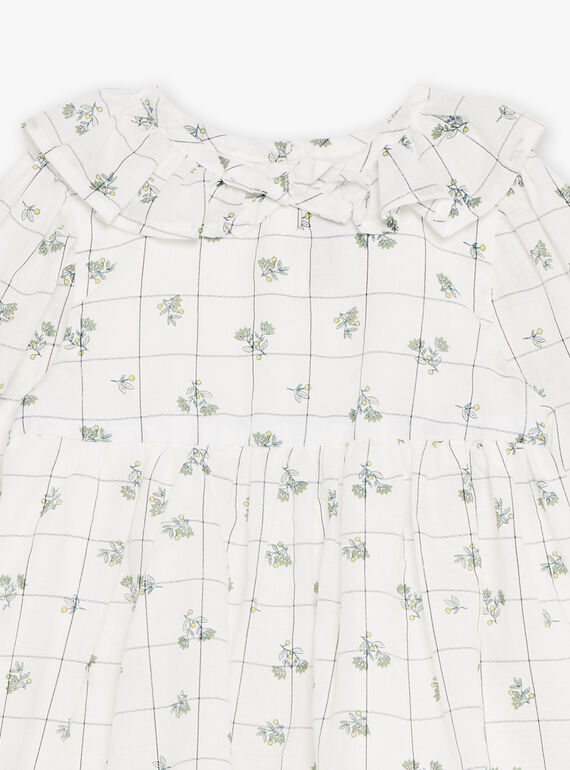 Ecru dress with check and floral print GACECILE / 23H1BF81ROB001