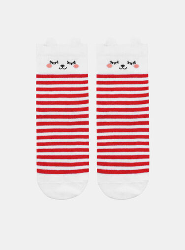 Jacquard Striped Socks with Cat Print Jacquard Striped Socks with Cat Print KECATETTE / 24E4PF41SOQ001