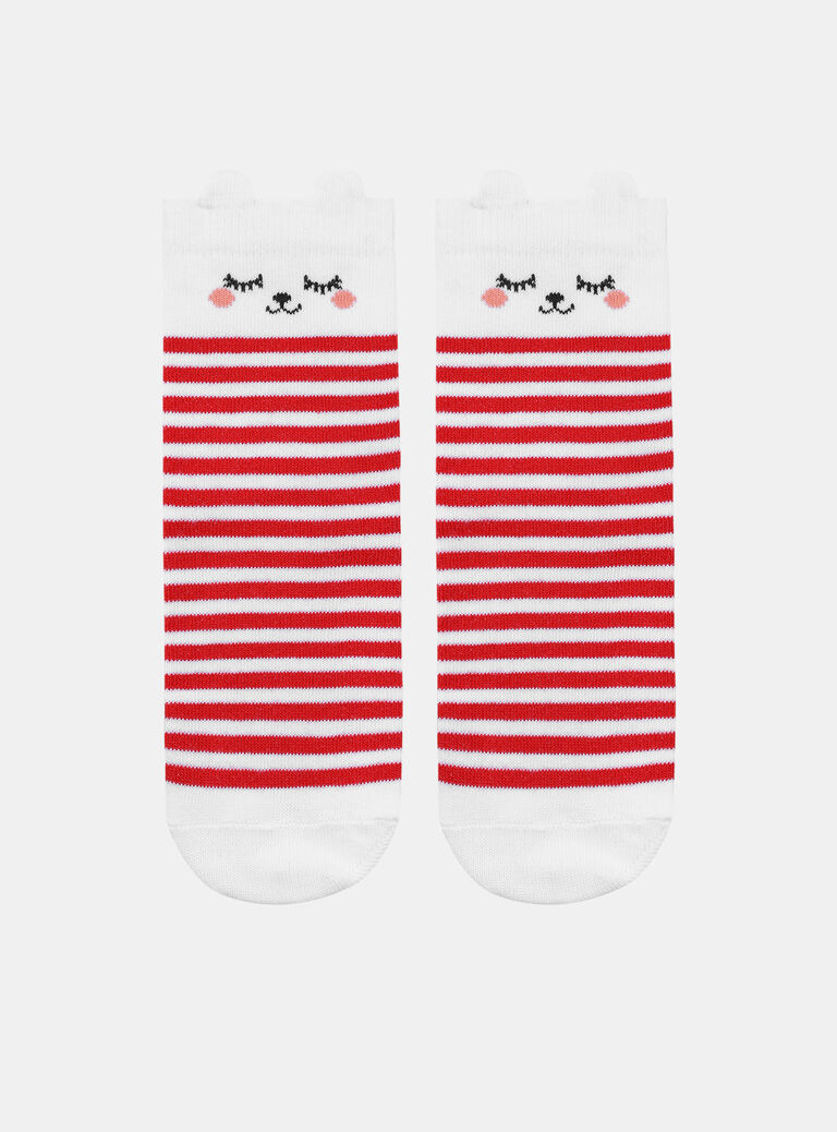 Jacquard Striped Socks with Cat Print Jacquard Striped Socks with Cat Print KECATETTE / 24E4PF41SOQ001