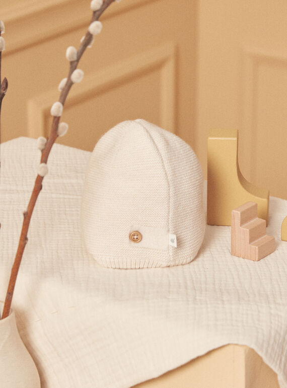 Ecru mottled wool and cotton baby beanie LOAY / 24H0AM21BON006