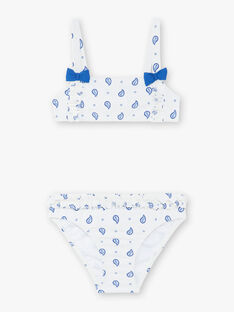 2-piece swimsuit white with blue floral pattern child girl ZAIFIETTE / 21E4PFR1D4L001