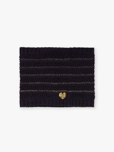 Girl's navy blue knitted snood with gold details BLOPUETTE / 21H4PFC1SNO070