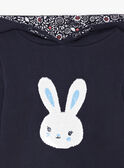 Girl's navy blue reversible sequin sweater with rabbit print BROZOETTE / 21H2PFF1SWE070