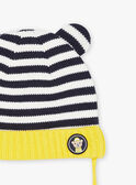 Navy blue 3D animated ears knit hat with stripes print FILAYNE / 23E4BG52BON070