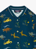 Petrol blue school blouse with dinosaur print GIBLOUAGE / 23H4PG91TAB715