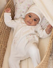 Ecru sleep suit with lace details and bonnet for girls BONIFACE B / 21H0NF42GRE001