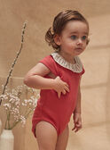 Brick-red ribbed short-sleeved bodysuit KAIVANA / 24E1BFC1BOD410