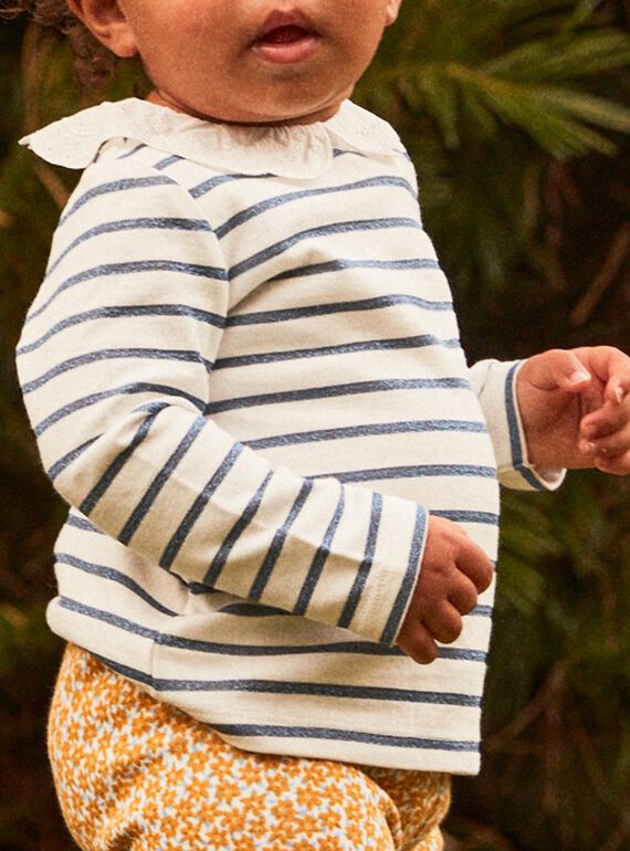 Off white and navy blue t-shirt FABULEUSE / 23E1BF81TEE001