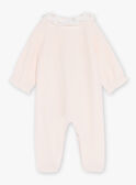 Pink velvet romper in organic cotton and recycled polyester GOELE / 23H0NFB2GRE301