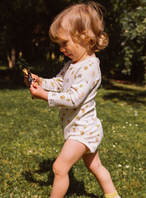 Ecru ribbed bodysuit with animal print GADENNIS / 23H1BG81BOD001