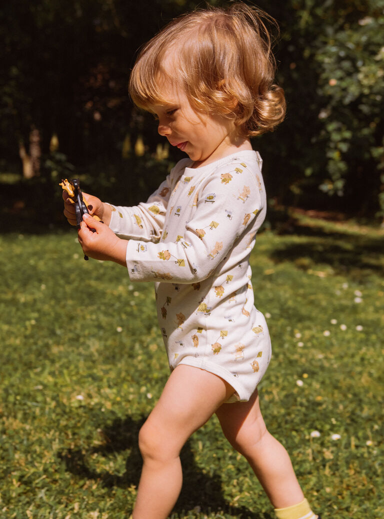 Ecru ribbed bodysuit with animal print Ecru ribbed bodysuit with animal print GADENNIS / 23H1BG81BOD001