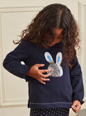 Girl's navy blue reversible sequin sweater with rabbit print BROZOETTE / 21H2PFF1SWE070