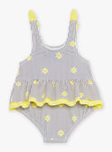 Navy and yellow 1-piece swimsuit with stripes and sun print FITINA / 23E4BFM2MAIA001