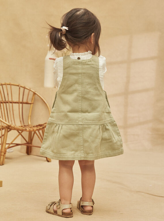 Embroidered clay-green chasuble dress KABERENICE / 24E1BF31CHSG600