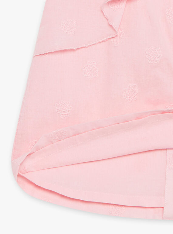 Baby girl pink poplin dress with shell embroidery and bloomer CASOLEIL / 22E1BFN1ROBD315
