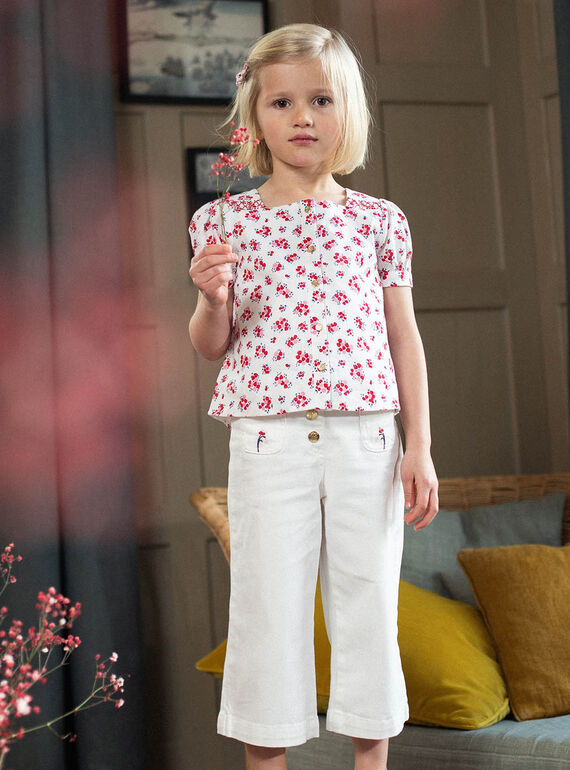 Child girl ecru wide leg jeans CILOUETTE / 22E2PF81PAN001