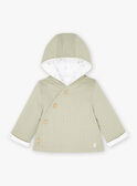 Sage green hooded jacket in tubique and jersey KOLMAN / 24E0CM11VESG610
