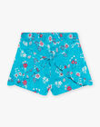 Child girl turquoise shorts with flower print CAUSHOETTE 2 / 22E2PFT4SHO202