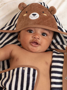 Baby boy's striped bath cape BEARNOLD / 21H5BG61CDB715