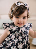 Baby girl black and pink headband with floral print CAJOHANA / 22E4BFH2BAND302