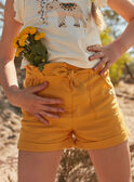 Mustard yellow cotton and linen shorts FOSHOETTE 2 / 23E2PFP2SHOB106