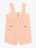 Baby girl orange and ecru checkered romper CAPAULINE / 22E1BFM1SACE403